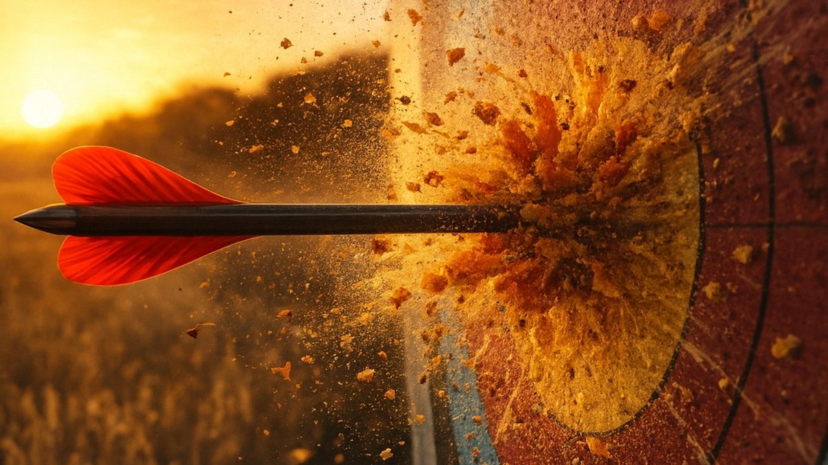 Arrow striking a target, symbolizing focused impact